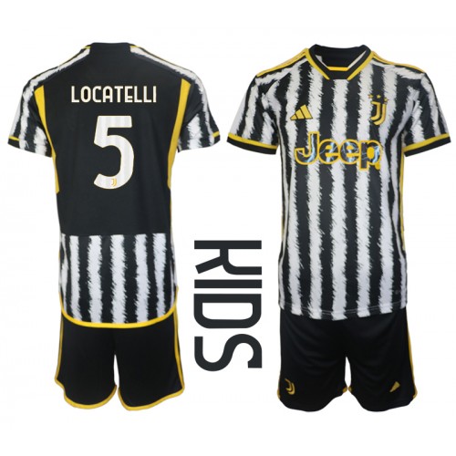 Maillot de foot Juventus Manuel Locatelli #5 Domicile enfant 2023-24 Manches Courte (+ pantalon court)